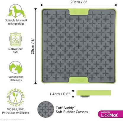 LickiMat Tuff, Heavy-Duty Buddy, Dog Slow Feeder Lick Mat, Boredom Anxiety Reducer; Perfect for Food, Treats, Yogurt, or Peanut Butter, Fun Alternative to a Slow Feed Dog Bowl, Green - Image 2