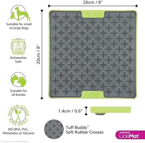 LickiMat Tuff, Heavy-Duty Buddy, Dog Slow Feeder Lick Mat, Boredom Anxiety Reducer; Perfect for Food, Treats, Yogurt, or Peanut Butter, Fun Alternative to a Slow Feed Dog Bowl, Green - Image 2