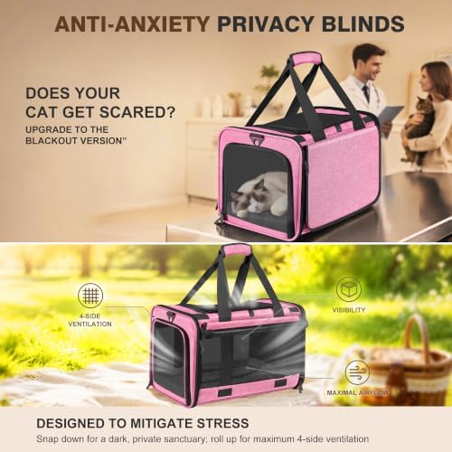 Soft Sided Cat Carrier for Anxious Pets with Privacy Roller Blinds - Image 2