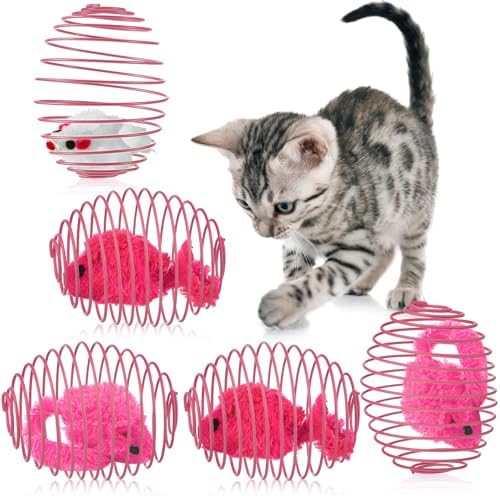 Jecery 5 Pcs Cat Toys Spring,Mouse,Pink by Jecery