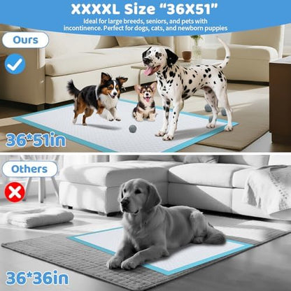 Gimars 130G Thicker Extra Large 36in x 51in Puppy Pads – XL Dog Pee Pads with Reinforced Edges for Large Breeds & Multi-Dog Homes, 100% Leakproof, 48H Absorption, Indoor Training & Floor Protection - Image 2