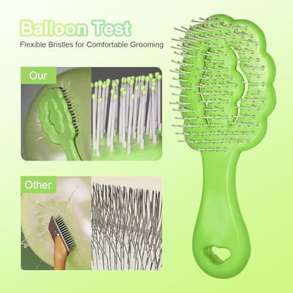 Cloud Shape Small Dog Grooming Brush, Soft Puppy Brush (Green) - Image 3