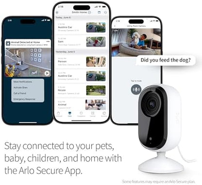 Arlo Essential Security Camera HD | Indoor Only | 2nd Gen | Pet Camera & Baby Monitor | Wired, Automated Privacy Shield, 2-Way Audio, Night Vision, Live Stream, Motion Alerts,Notifications|White 1 Cam - Image 4