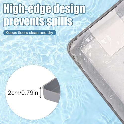 Penitue Silicone Dog Pee Pad Holder Fits Up to 24x24 Inch Pee Pads, Leak-Proof Raised Edges Puppy Potty Tray with 4 Fixing Clips Square Non-Slip Dog Pet Potty Training Mat for Floor Protection (Grey) - Image 5