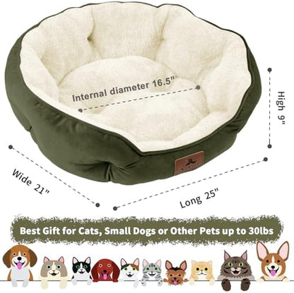 Asvin Medium Dog Bed for Medium Dogs, Cat Beds for Indoor Cats, Pet Bed for Puppy and Kitty, Extra Soft & Machine Washable with Anti-Slip & Water-Resistant Oxford Bottom, Green, 25 inches - Image 3