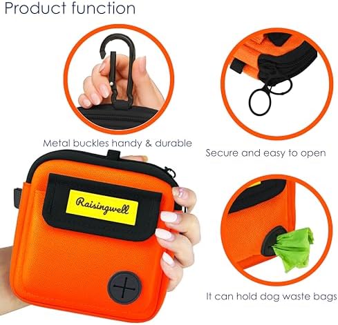 Raisingwell Dog Treat Pouch for Pet Walking and Training with Clicker, Poop Bags and Three Bags Design Small Fanny Zipper Pack Holder for Puppy Snack Dispenser Kit for Leash and Outdoor Use (Blue) - Image 4