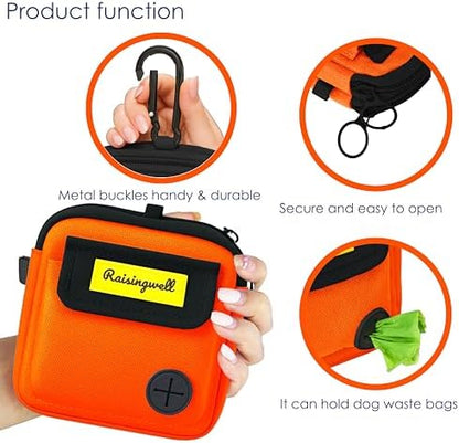 Raisingwell Dog Treat Pouch for Pet Walking and Training with Clicker, Poop Bags and Three Bags Design Small Fanny Zipper Pack Holder for Puppy Snack Dispenser Kit for Leash and Outdoor Use (Blue) - Image 4