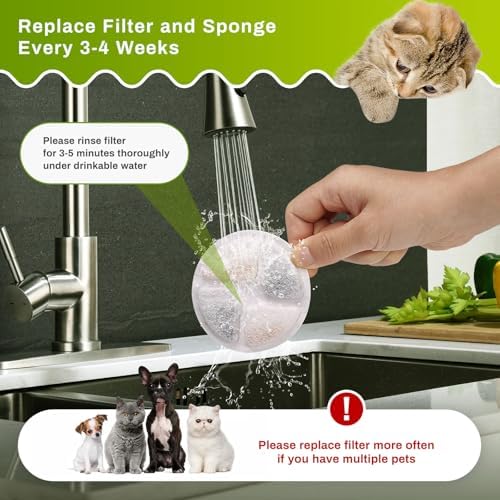 10 Set Cat Water Fountain Filters for 2L/67oz Round Stainless Steel Pet Water Fountain, ZEKIRY Pet Water Fountain Filters, Triple Filtration Replacement Filters(10 Filter, 10 Sponge, 10 8D Sponge) - Image 6