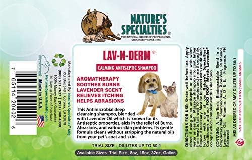 Nature's Specialties Lav-N-Derm Ultra Concentrated Calming Antiseptic Dog Shampoo for Pets, Natural Choice for Professional Groomers, Relieves Various Skin Problems, Made in USA, 16 oz - Image 2