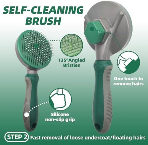 Pet Grooming Kit - 7 PCS Green Deshedding Brush Set with Undercoat Rake, Slicker Brush, Bath Brush & Nail Clipper for Short & Long-Haired Dogs and Cats - Image 3