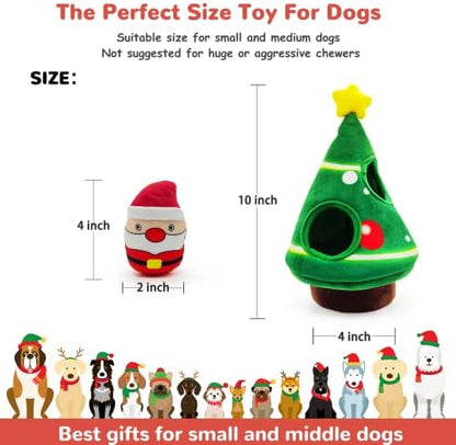 lilfrd Christmas Dog Toys, 4 Pack Santa Xmas Tree Hide & Seek Squeaky Toy - Image 4