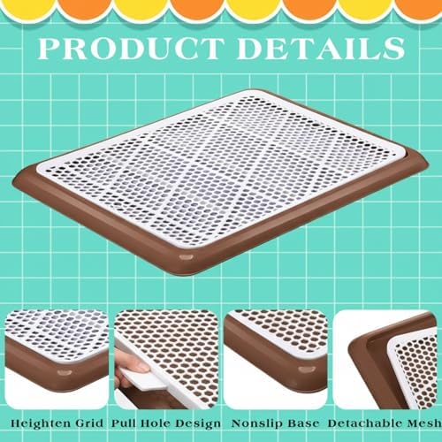Mifoci Dog Pee Pad Holder Potty Tray Portable Dog Litter Box Toilet Training for Indoor Outdoor Small Medium Large Pet Puppy(Coffee,25.59 x 18.9 Inches,1 Pcs) - Image 3