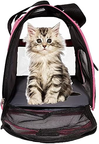 MuchL Cat Carrier for Cats Soft-Sided Travel Pat Carrier for Cat with Wooden Padding Board Airline Approved Lightweight Comfortable Cat Bag for Puppy Small Pets (Small, Pink) - Image 2