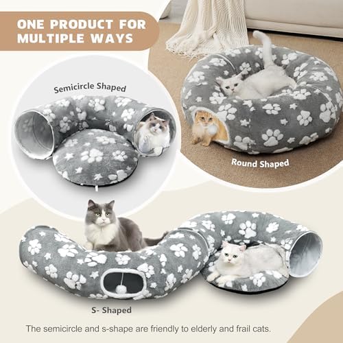Cute Round Cat Tunnel for Indoor Cats, Grey - Image 2