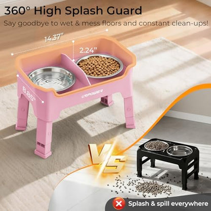 URPOWER Mess Proof Elevated Dog Bowls, Splash Guard Raised Bowl Stand - Image 4