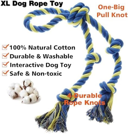 Rope Toy for Dogs，Large Dog Rope Toys for Aggressive Chewers, Heavy Duty Dog Toys for Large Medium Breed, Indestructible Tough Chew Toys Tug of War Dog Toy Cotton Rope for Teeth Cleaning - Image 4