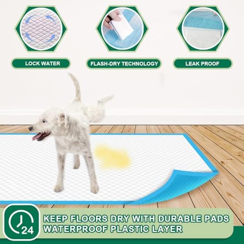 IMMCUTE Puppy Pads 22"x23" 100 Count | 6-Layer Leak-Proof & Super Absorbent Dog Training Pads | Disposable Potty Pads for Puppies, Dogs, Cats & Rabbits | Blue & White - Image 4