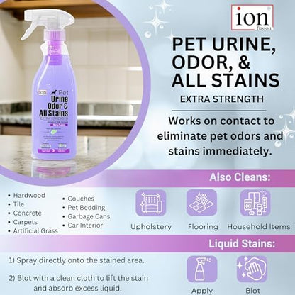 Superior Next-Gen Advanced ION Formula. 2-for-1 Bottle (Free Refill). Pet Urine, Odor & All Stains. Extra Strength, Unmatched Stain & Odor Remover. Patented | Non-Toxic | Eco-Friendly | Made in USA - Image 5