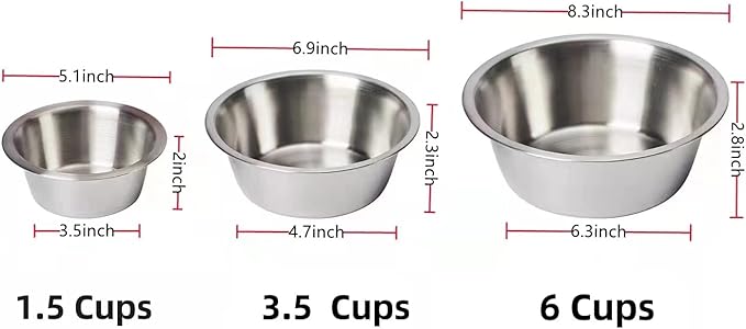 FOYO Stainless Steel Pet Bowls Set - Dog Bowls for Large Dogs, 49 OZ Food and Water Dishes, Set of 2