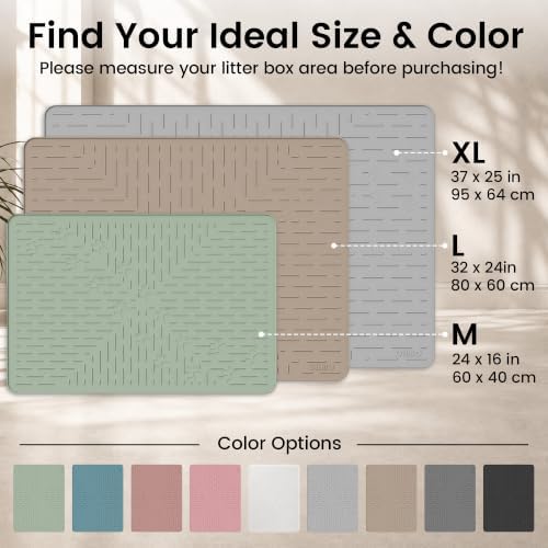 OHMO Cat Litter Mat, 23.5x16 Silicone Trapping Mat Grey - Image 7