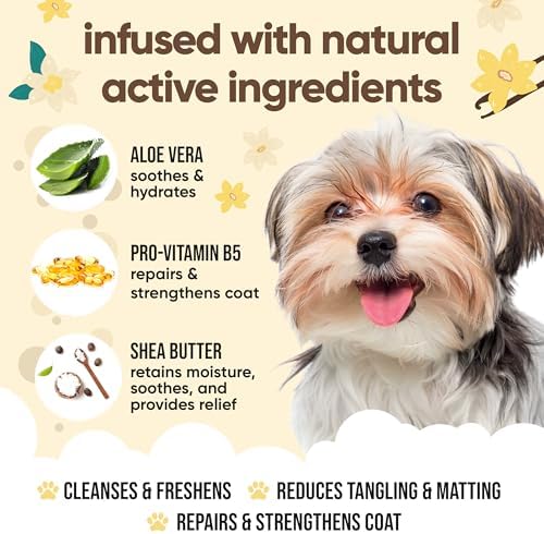 Vanilla & Shea Butter Dog Shampoo by Buddycare | Moisturising Shampoo for Dogs | Vanilla & Shea Butter Scented | with Aloe Vera and Pro Vitamin B5 (50.72oz) - Image 3