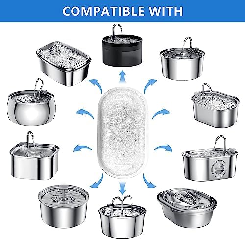16Pcs Cat Water Fountain Filter Fit 101oz/3L Stainless Steel Pet Fountain - Image 2