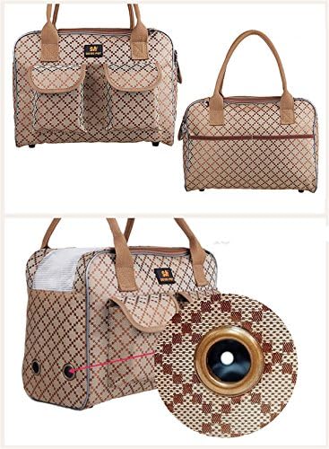 Hubulk Dog Carrier Bag Pet Tote Bag Doggie Handbag Cat Purse Puppy Pouch, Free Collapsible Dog Bowl Included (M Khaki) - Image 5