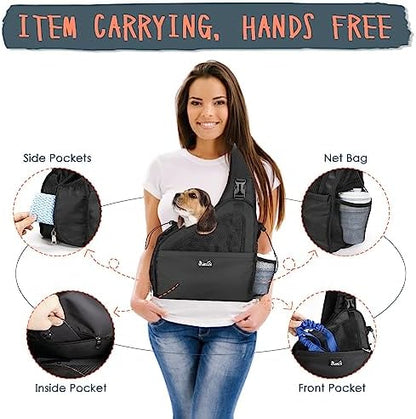 SlowTon Dog Sling Carrier, Hands Free Hard Bottom for Small Dogs up to 6 lb - Image 3