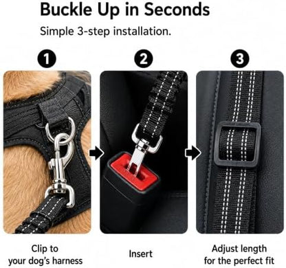 Dog Seat Belt 2Pcs, Retractable Pet Car Harness, Adjustable Dog Seat Belts - Image 3