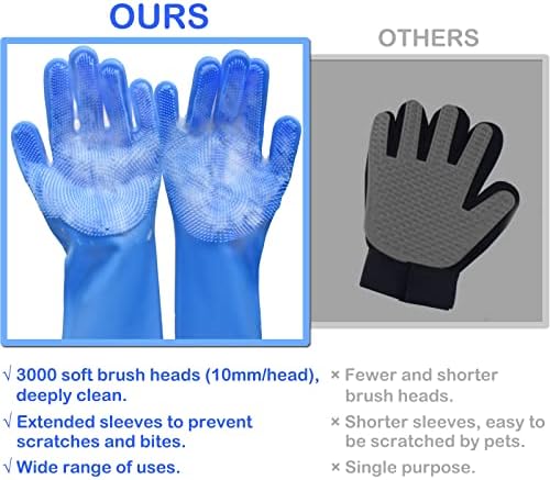 Silicone Pet Grooming Gloves Dog Washing Gloves for Bathing Massaging - Image 3