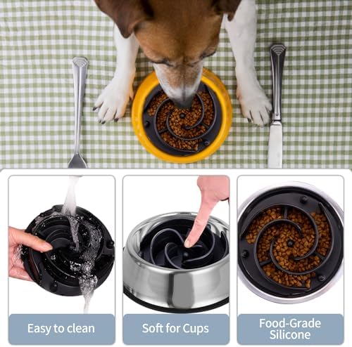 Slow Feeder Dog Bowls Insert, Bestalk Soft Silicone Slow Eating Feeder Insert with Suction Cups for Small, Medium and Large Dogs, Fit into Basic and Elevated Dog Bowls, Black - Image 4