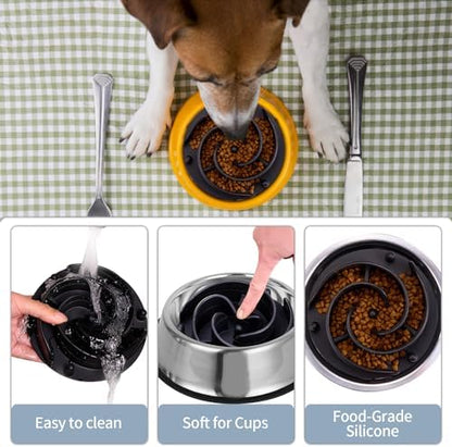 Slow Feeder Dog Bowls Insert, Bestalk Soft Silicone Slow Eating Feeder Insert with Suction Cups for Small, Medium and Large Dogs, Fit into Basic and Elevated Dog Bowls, Black - Image 4
