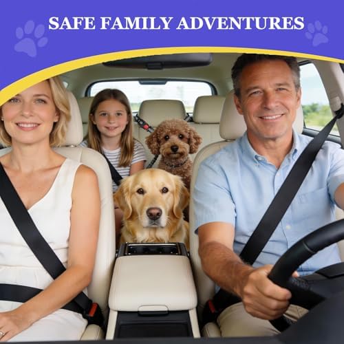 Double Dog Car Seatbelt No-Pull Bungee Reflective Black - Image 4