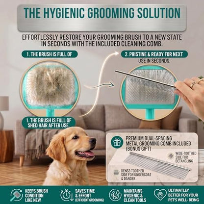 Slicker Brush for Dog, Doodles, Poodles & Long Haired Cats, Green - Image 4