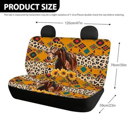 AFPANQZ Horse Stripes Car Rear Seat Covers Set Universal Fabric Cloth Car Seat Cover Boho Automatic Backseat Protector Fit SUV Truck Van Dog Back Seats Protection Dust-Proof Washable Cover - Image 4
