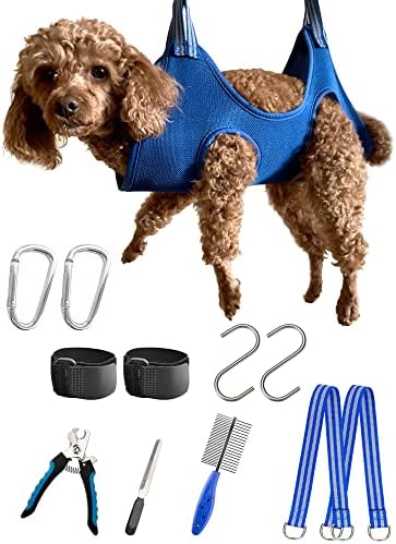 Kkiimatt Dog Grooming Hammock Harness for Extra Small Dog, XS Grooming Hammock for Pet, Dog Nail Hammock with Nail Clippers/Trimmer, Grooming Sling Holder Hanger for Nail Trimming/Clipping by Kkiimatt