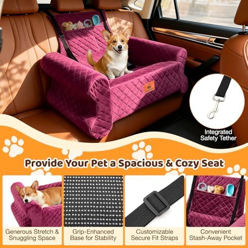 Dog Car Seat for Medium/Large Dogs up to 60LBS Memory Foam Dog Booster Seat - Image 3