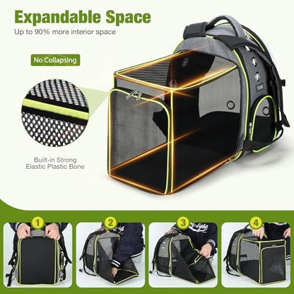 Lekereise Cat Bubble Backpack Carrier - Expandable Large Space Cat Backpack for Kitty Small Dog up to 18lbs, Transparent Pet Carrier for Travel, Hiking Gray - Image 5