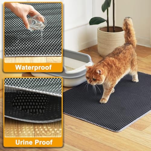Cat Litter Mats-Extra Large 47''x36'' Litter Trapping Mat for Cat-XXL Litter box Matt for Floor-2 Layer Catcher Rug for Pet kitty Litterbox-Waterproof Urine Proof,Non-Slip - Image 5