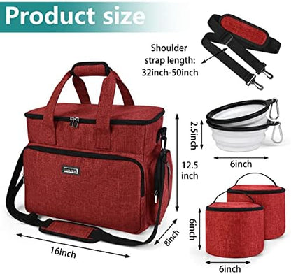 BAGLHER Dog Travel Bag, Pet Travel Bag (ALL Pet Travel Supplies), With 2 Pet Food Containers and 2 Collapsible Silicone Bowls; Essential Kits for Pet Travel Red - Image 3