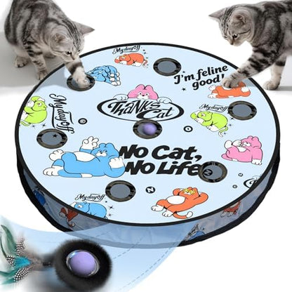 Interactive Cat Toy, Motion Activated Ball & 7 Holes Maze Hide and Seek Mat by KIWILOVE