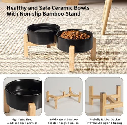 Elevated Ceramic Dog Bowl, 2 Cups Dog Food and Water Bowl Set with Stand - Image 3