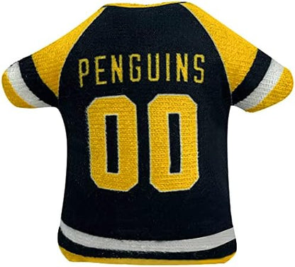 NHL PITTSBURGH PENGUINS Plush Cat Toys Set of 3 - Jersey, Hockey Puck & #1 Fan Cat Toys filled with Fresh Catnip. Team Logo - Image 2