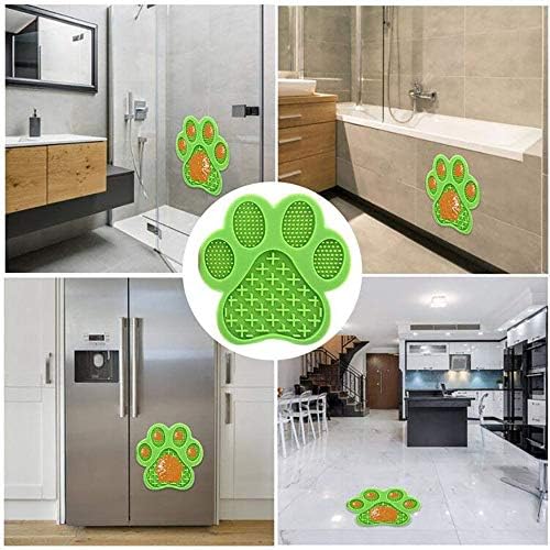 Dog Licking Mat for Anxiet Peanut Butter Slow Feeder Bowls Licking Pad with Strong Suction to Wall for Pet Bathing,Grooming,and Training (Green) - Image 6