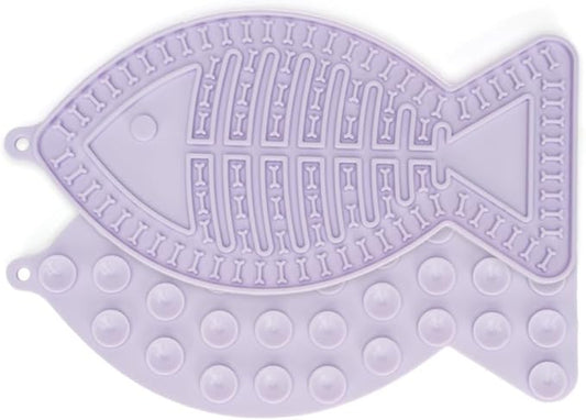 Fish-Shaped Cat Slow Feeders Lick Mat Fun Alternative to a Slow Feed Cat Bowl or Dish Perfect for Food, Treats and Anxiety Reduction (Purple)