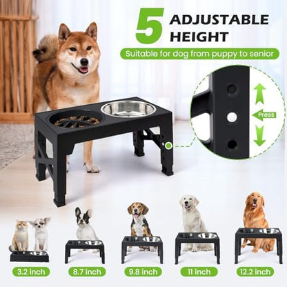 Elevated Dog Bowls with 5 Adjustable Heights Stand - Image 2