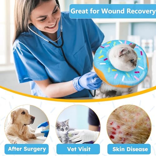 Hpetppy Cat Cone Collar Soft, Cat Recovery Collar for Wound Healing Cute Cat Donut Adjustable Cat Cones to Stop Licking Comfortable Lightweight Neck Elizabethan Collars for Cats Kittens After Surgery - Image 6