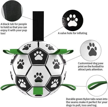 Dog Toys Soccer Ball with Straps, Interactive Toys for Tug of War, Puppy Birthday Gifts, Dog Tug Water Toy, Durable Dog Balls for Medium & Large Dogs（5 Inch - Image 3