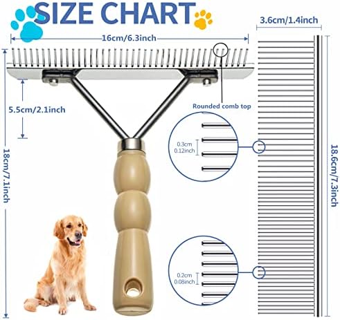 Dog Rake for Undercoat, Long-Haired Pet Brush & Metal Shedding Comb - Image 6