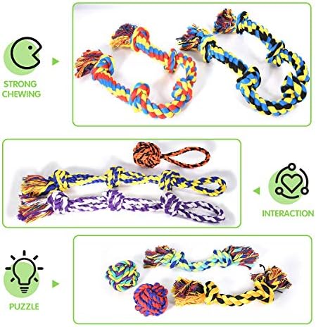 SHARLOVY Large Tough Chew Toys for Aggressive Chewers, 9 Pack Dog Rope Toys - Image 5